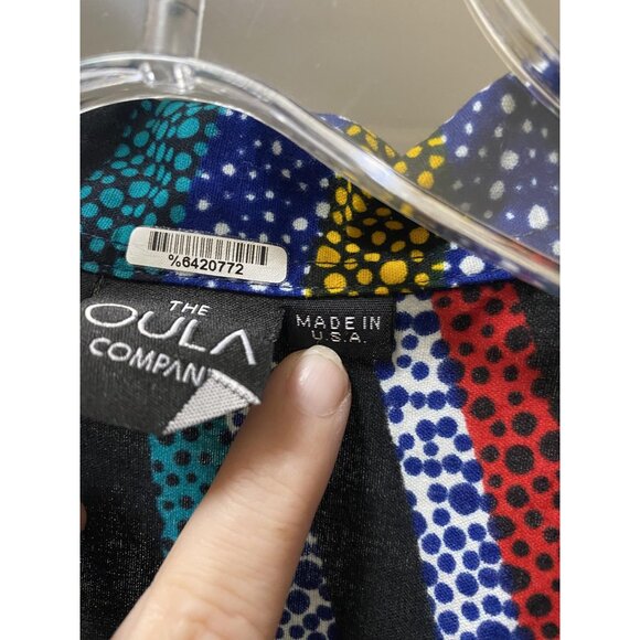 The Oula Company Dress Womens One Size Multicolor Striped Dot Boho Maxi Made USA - Picture 4 of 6